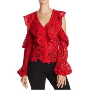 Bardot Lace Cold Shoulder Top